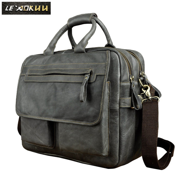 Bolso para portátil de piel auténtica.